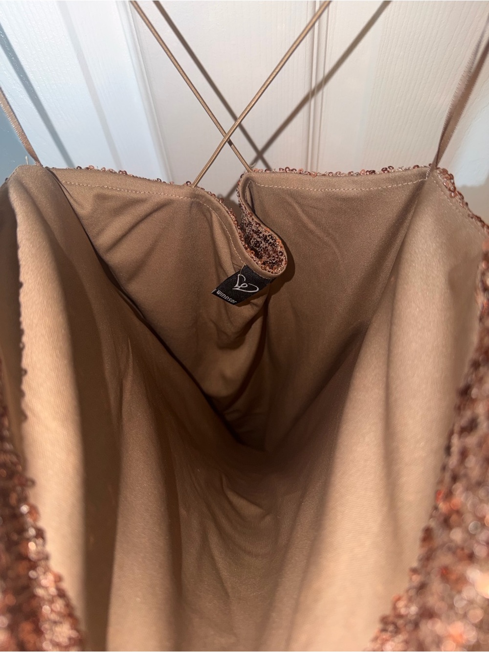 ✨ Windsor Brown Sequin Open Back College Party Cocktail Dress Medium 🤎 - Picture 8 of 11